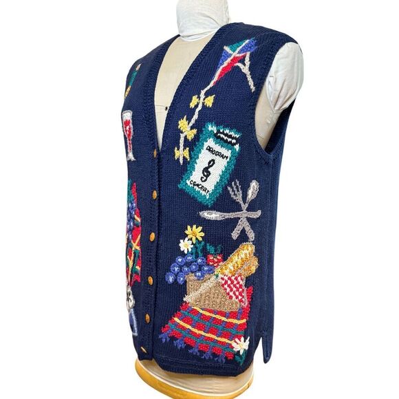 Portraits by Northern Isles Sweater Vest Sz. M Vintage Hand Knit Chunky - Picture 4 of 10